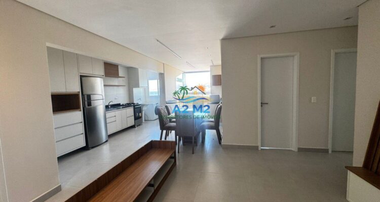 LOCAÇÃO – Apto Vista Mar, 03 dorms (01 suíte), 02 vagas, mobiliado – Piscina elevada c/ borda Infinita