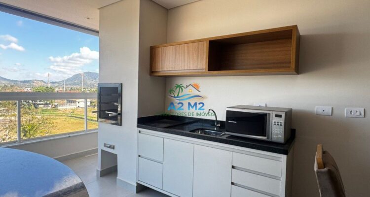 LOCAÇÃO – Apto Vista Mar, 03 dorms (01 suíte), 02 vagas, mobiliado – Piscina elevada c/ borda Infinita