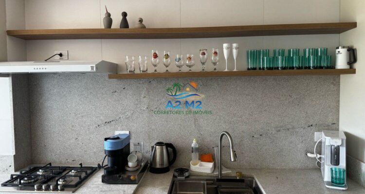 Apartamento Vista Mar , Mobiliado 3 dor. sendo 1 suite , varanda gourmet , na praia da Massaguaçu em Caraguatatuba