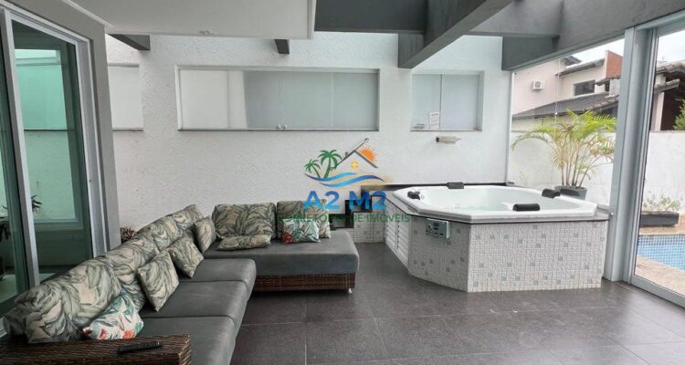 Casa de alto padrão para locação definitiva – 4 suítes – Condomínio Costa Nova, frente ao mar, Massaguaçu, Caraguatatuba